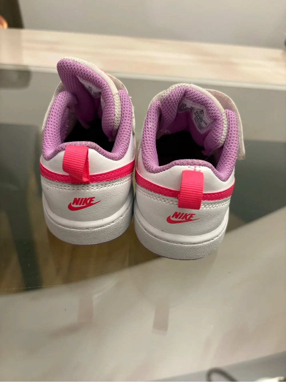 Nike Toddler Sneakers White Pink Hook and Loop Size 7C